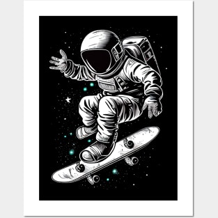 Astronaut skateboarder Posters and Art